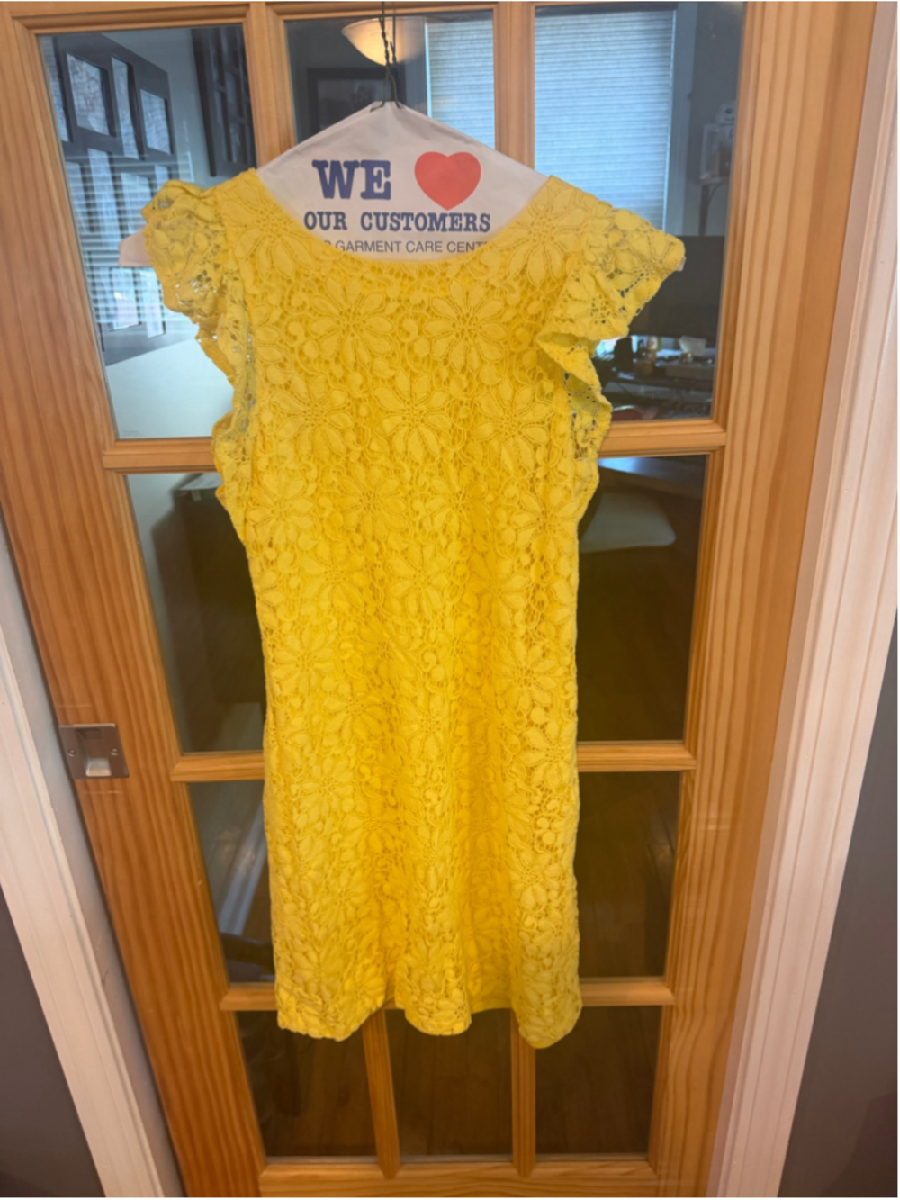 Women's London Times Yellow Lace Flutter Sleeve Dress Size 6